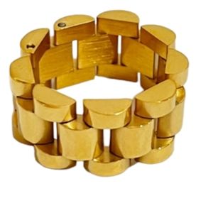 Stainless steel gold plated chunky watch band chain ring